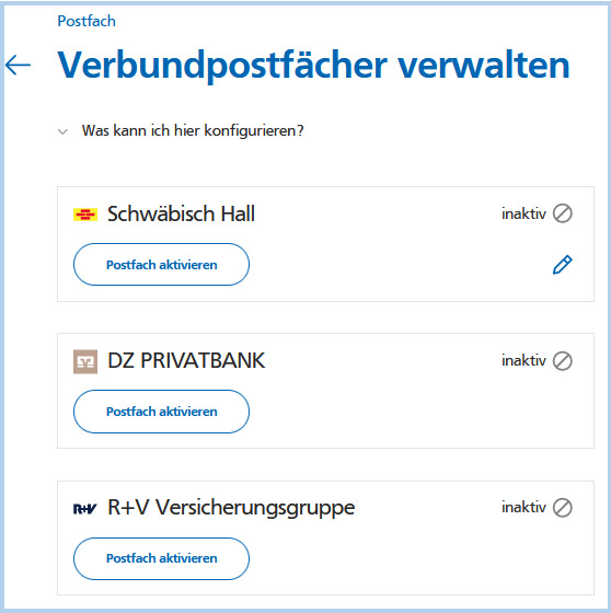 Verbundpostfach verwalten Verbundpostfach verwalten